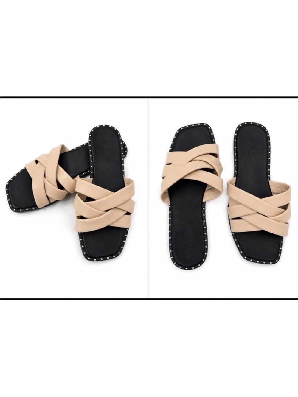 Neutral Crisscross Slide Sandals for Women
